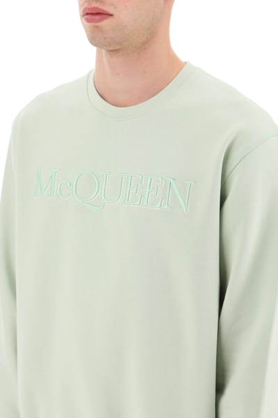 Shop Alexander Mcqueen Logo Embroidered Sweatshirt In Green