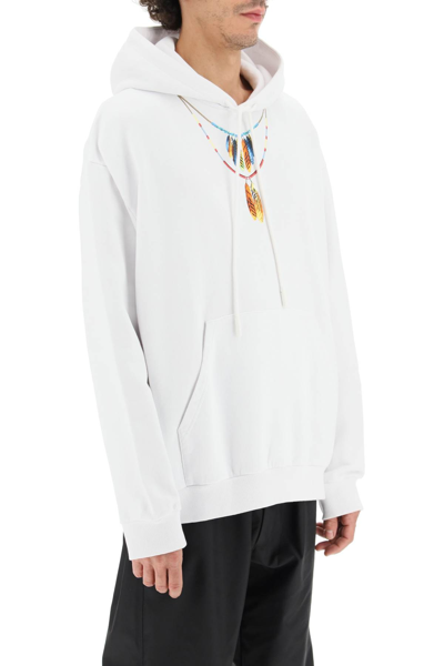 Shop Marcelo Burlon County Of Milan Feathers Necklace Hoodie In White
