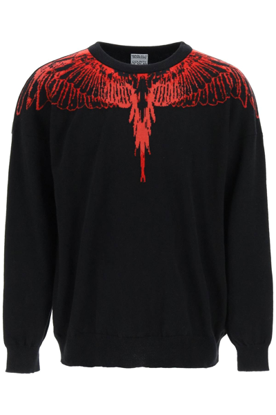 Shop Marcelo Burlon County Of Milan Icon Wings Cotton And Cashmere Sweater In Black,red