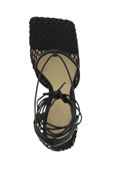 Shop Bottega Veneta Stretch Sandals In Mesh And Leather In Black