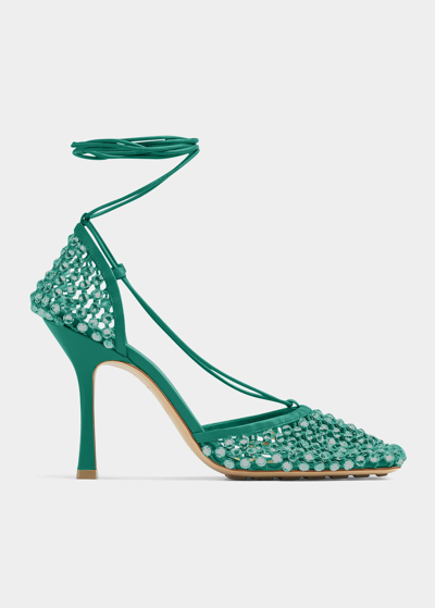Shop Bottega Veneta Sparkle Stretch High-heel Sandals In Acid Turquoise