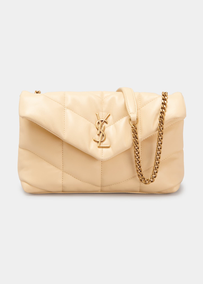Shop Saint Laurent Loulou Toy Ysl Puffer Quilted Lambskin Crossbody Bag In Jaune Pale
