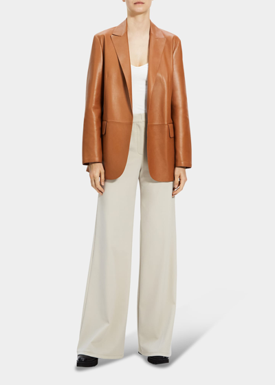 Shop Theory Relaxed Nappa Leather Blazer In Chnt