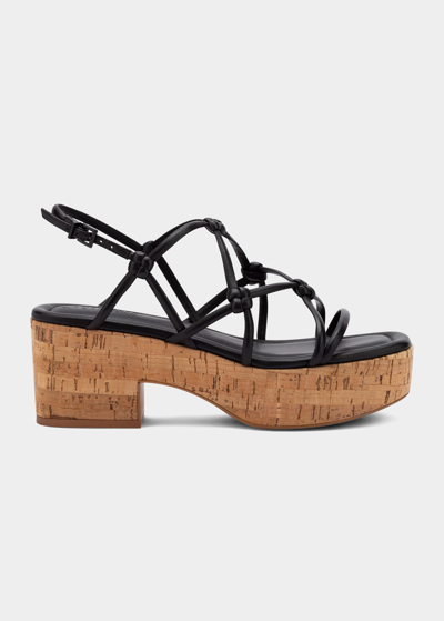 Shop Mercedes Castillo Camille Knotted Leather Platform Sandals In Blk Slknap