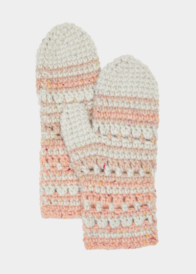 Shop Hania New York Urra Cashmere Mittens In Pink Mix
