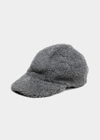 Shop Max Mara Gimmy Teddy Baseball Hat In 001 Dark Grey