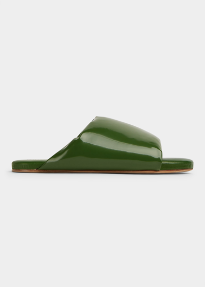 Shop Bottega Veneta Men's Latex Slide Sandals In Loden