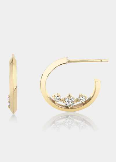 Shop Lizzie Mandler Fine Jewelry Eclat 3 Diamond Knife Edge Hoop Earrings In Yg