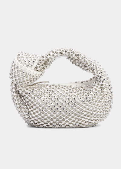 Shop Bottega Veneta Jodie Crystal Top-handle Bag In White