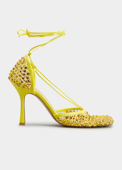 Shop Bottega Veneta Sparkle Stretch High-heel Sandals In Yellow