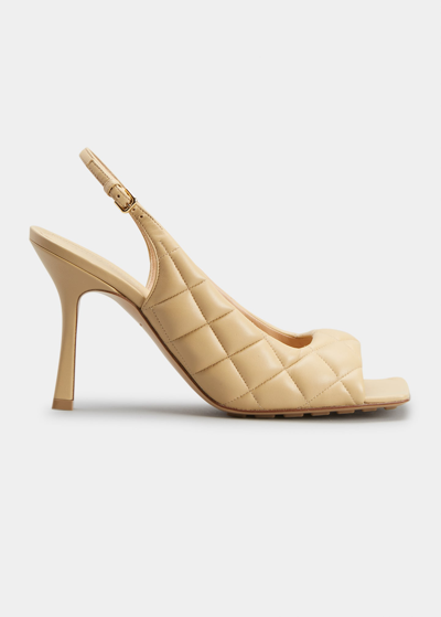 Shop Bottega Veneta Padded Lambskin Slingback Sandals In 2624 Cane Sugar