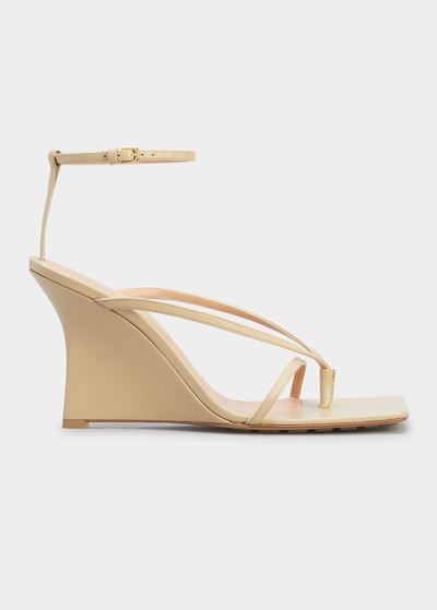 Shop Bottega Veneta Stretch Multi-strap Wedge Sandals In Maple