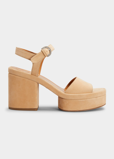 Shop Chloé Odina Suede Ankle-strap Sandals In Milky Brown