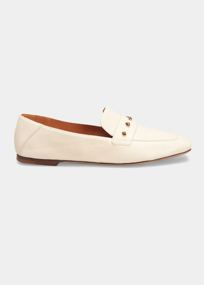 Shop Chloé Aurna Leather Loafers In Eggshell