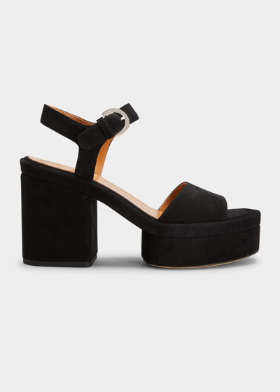 Shop Chloé Odina Suede Ankle-strap Sandals In Black
