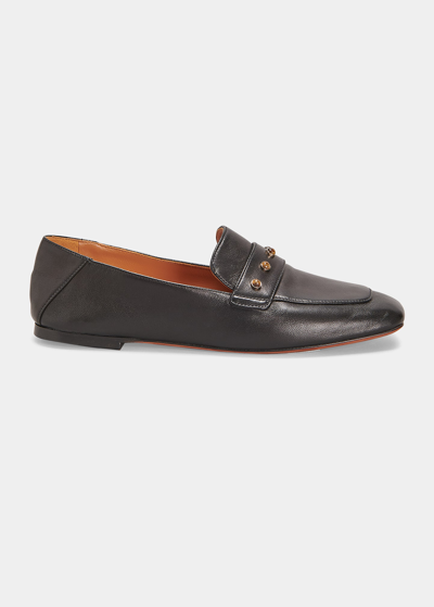 Shop Chloé Aurna Leather Loafers In Black