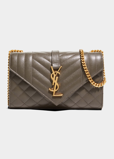 Shop Saint Laurent Small Ysl Monogram Leather Satchel Bag In 2346 Taupe