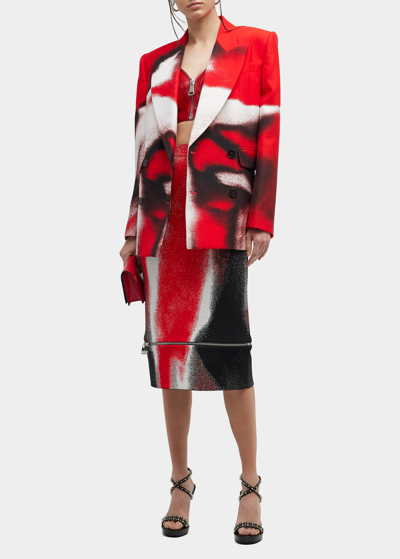 Shop Alexander Mcqueen Printed Boxy Cady Jacket In Redwhite