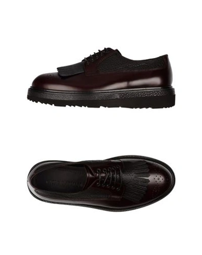 Giorgio Armani Laced Shoes In Dark Brown