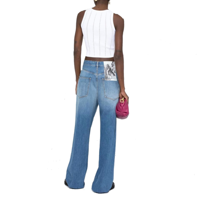 Valentino Light Blue Denim Trousers With V Gold Detail In Blue