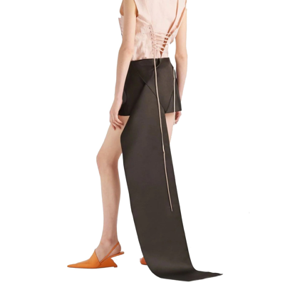 Shop Prada Satin Mini Skirt In Brown