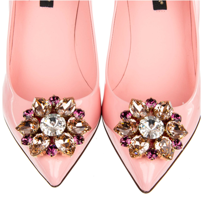 Shop Dolce & Gabbana Crystal Embellished Suede Pumps In Pink