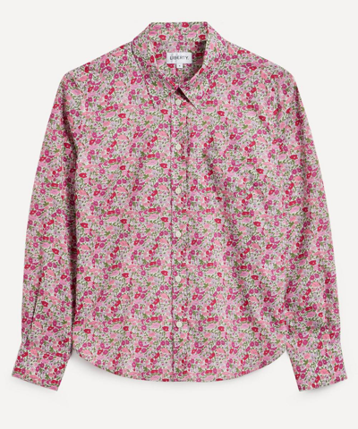 Liberty Poppy Forest Fitted Tana Lawn Cotton Shirt In Pink