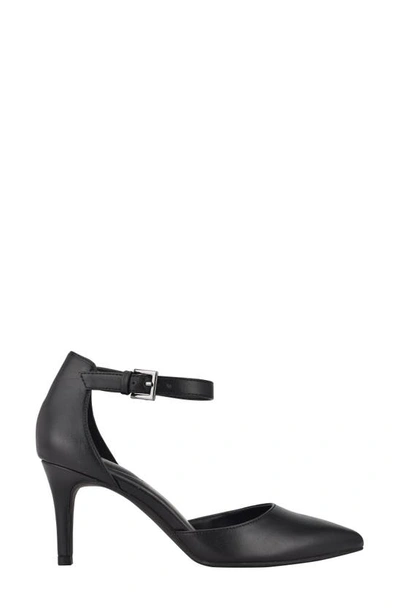 Bandolino Ginata Pointed Toe Ankle Strap Pump In Black Nappa - Blkll