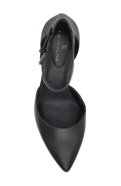 Bandolino Ginata Pointed Toe Ankle Strap Pump In Black Nappa - Blkll