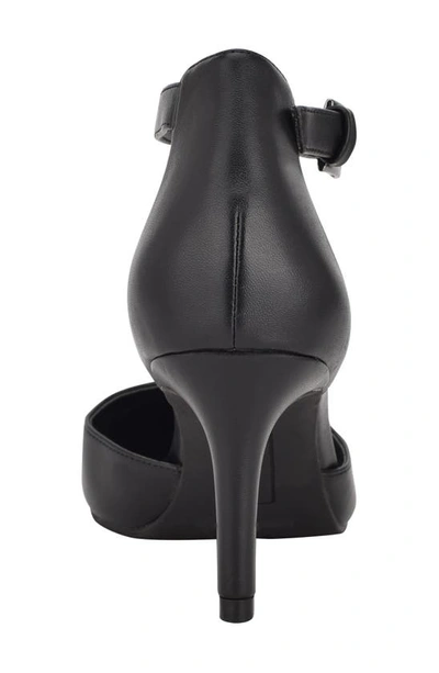 Bandolino Ginata Pointed Toe Ankle Strap Pump In Black Nappa - Blkll