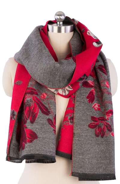Shop Saachi Floral Print Reversible Scarf In Red