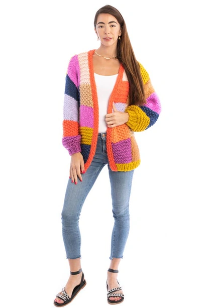 Shop Saachi Granny Colorblock Crochet Cardigan In Orange