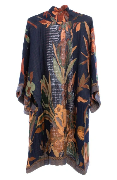 Saachi Midnight Maple Floral Ruana In Navy
