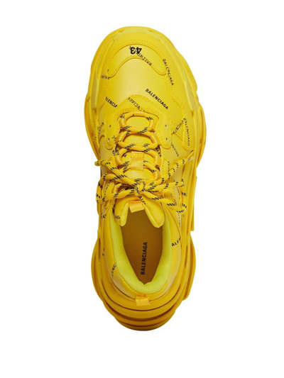 Shop Balenciaga Triple S Logo Sneakers In Yellow