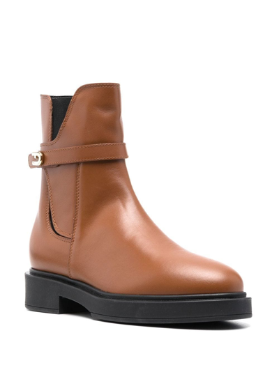 Shop Furla Legacy Leather Chelsea Boots In Brown