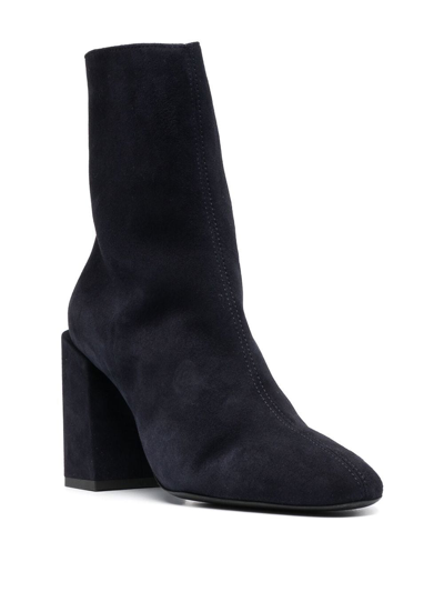 Shop Furla Block 80mm Suede Ankle Boots In Blue