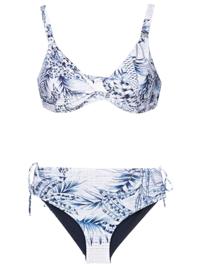 Shop Lygia & Nanny Palm-tree Print Bikini In Blue
