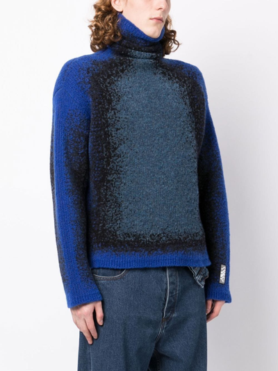 Shop Y/project Spray-effect High-neck Sweater In Blue