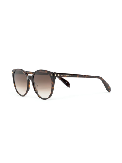 Shop Alexander Mcqueen Logo-detail Tortoiseshell-effect Sunglasses In Brown