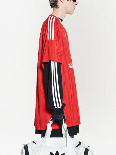 Balenciaga Adidas Oversized Logo-print Striped Jersey T-shirt In
