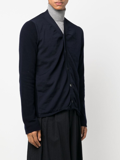Shop Comme Des Garçons Shirt V-neck Knitted Cardigan In Blue