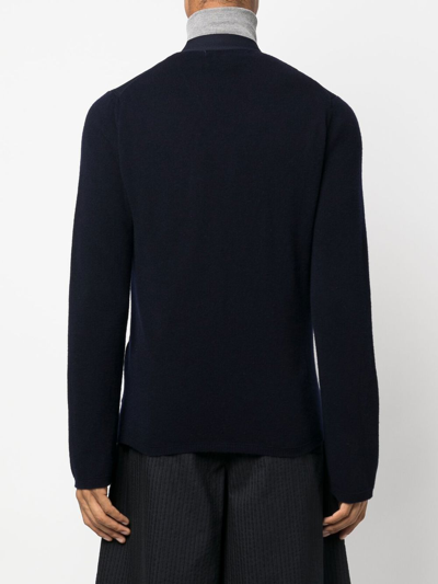 Shop Comme Des Garçons Shirt V-neck Knitted Cardigan In Blue