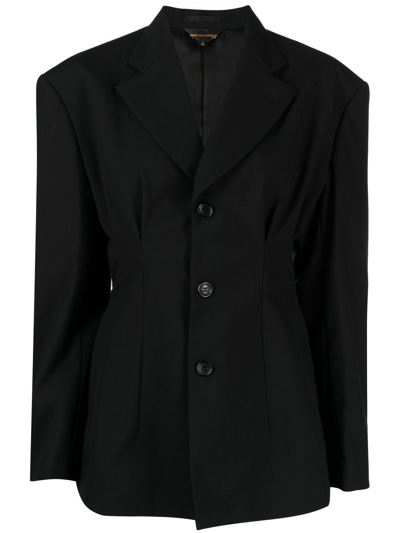 Shop Comme Des Garçons Fitted-waistline Single-breasted Blazer In Black