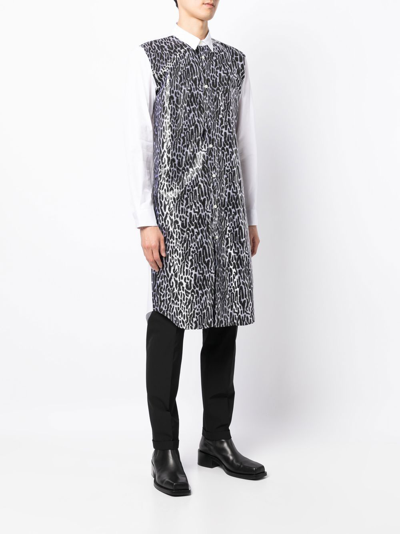 Shop Comme Des Garçons Homme Deux Longline Leopard-print Shirt In Black