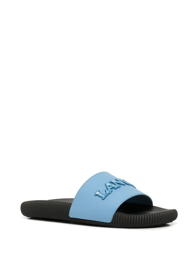 Lanvin Logo-patch Slip-on Sandals In Blue