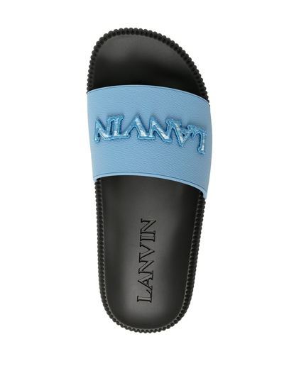 Lanvin Logo-patch Slip-on Sandals In Blue