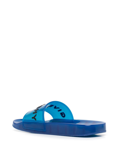 Shop Givenchy Logo-embossed Slides In Blue