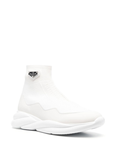 Shop Philipp Plein Skywalker Runner Sock-sneakers In White