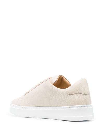 Shop Philipp Plein Low-top Leather Sneakers In Neutrals