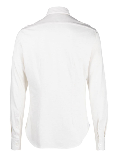 Shop Orian Long-sleeve Slim-cut Shirt In Neutrals